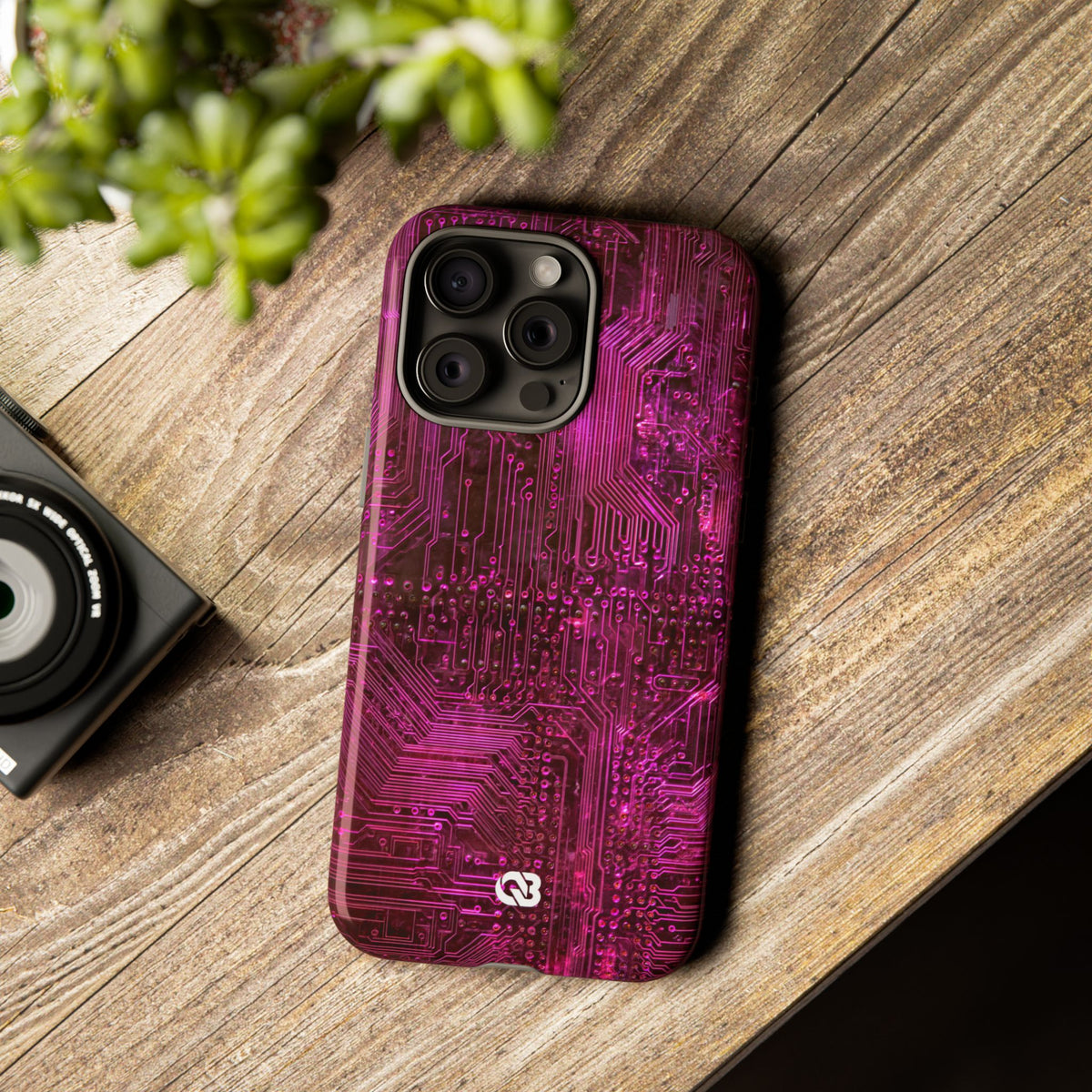 Magenta Circuit Trace · Tough Phone Case for iPhone · Pink