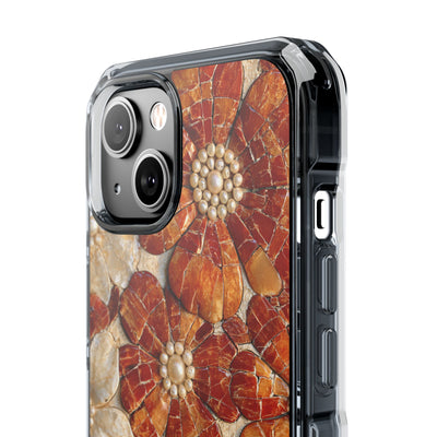Carnelian Pearl Bloom · Clear Impact Magnetic Phone Case for iPhone · Orange