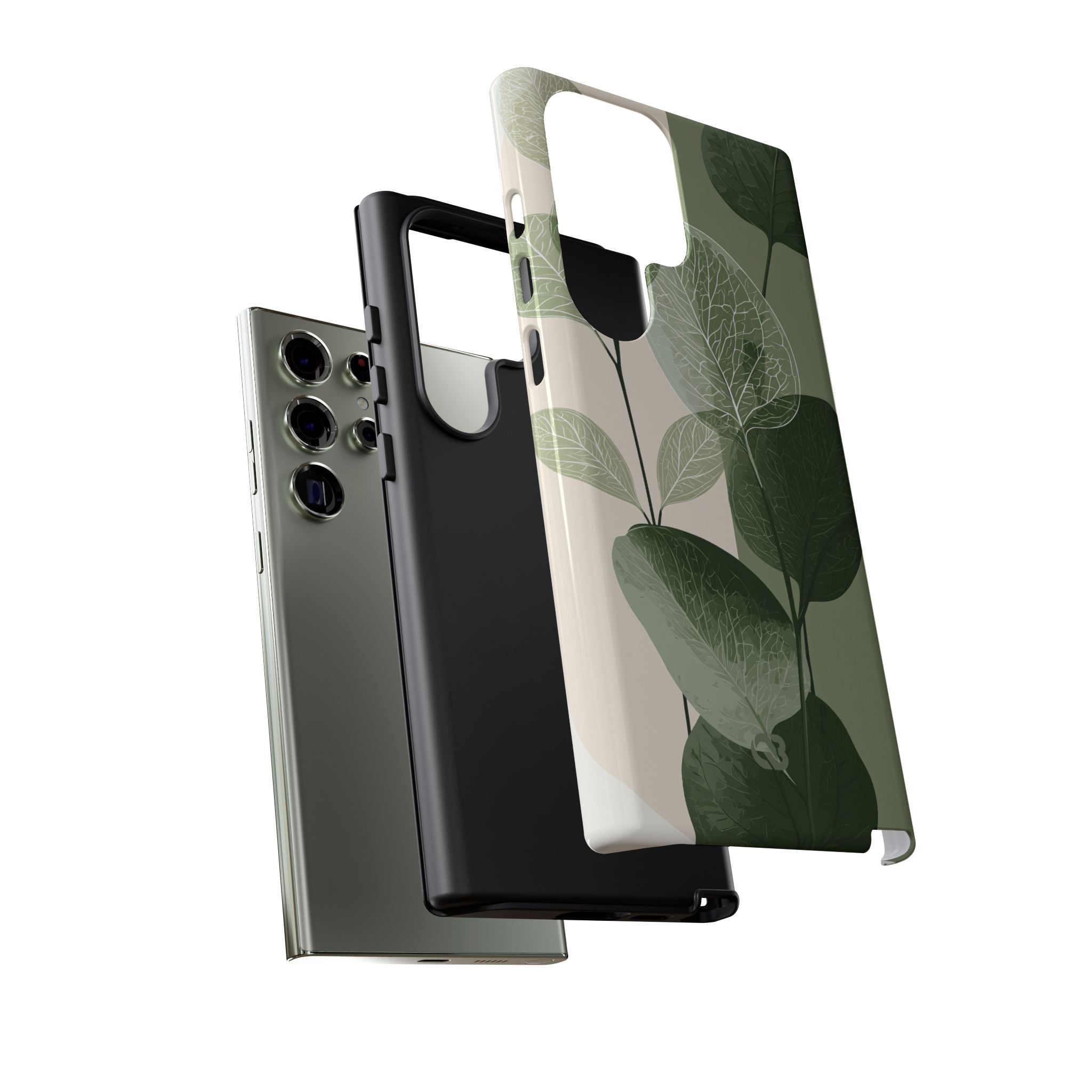Green Tough Phone Case for Samsung - Sage Leaf Skeletals
