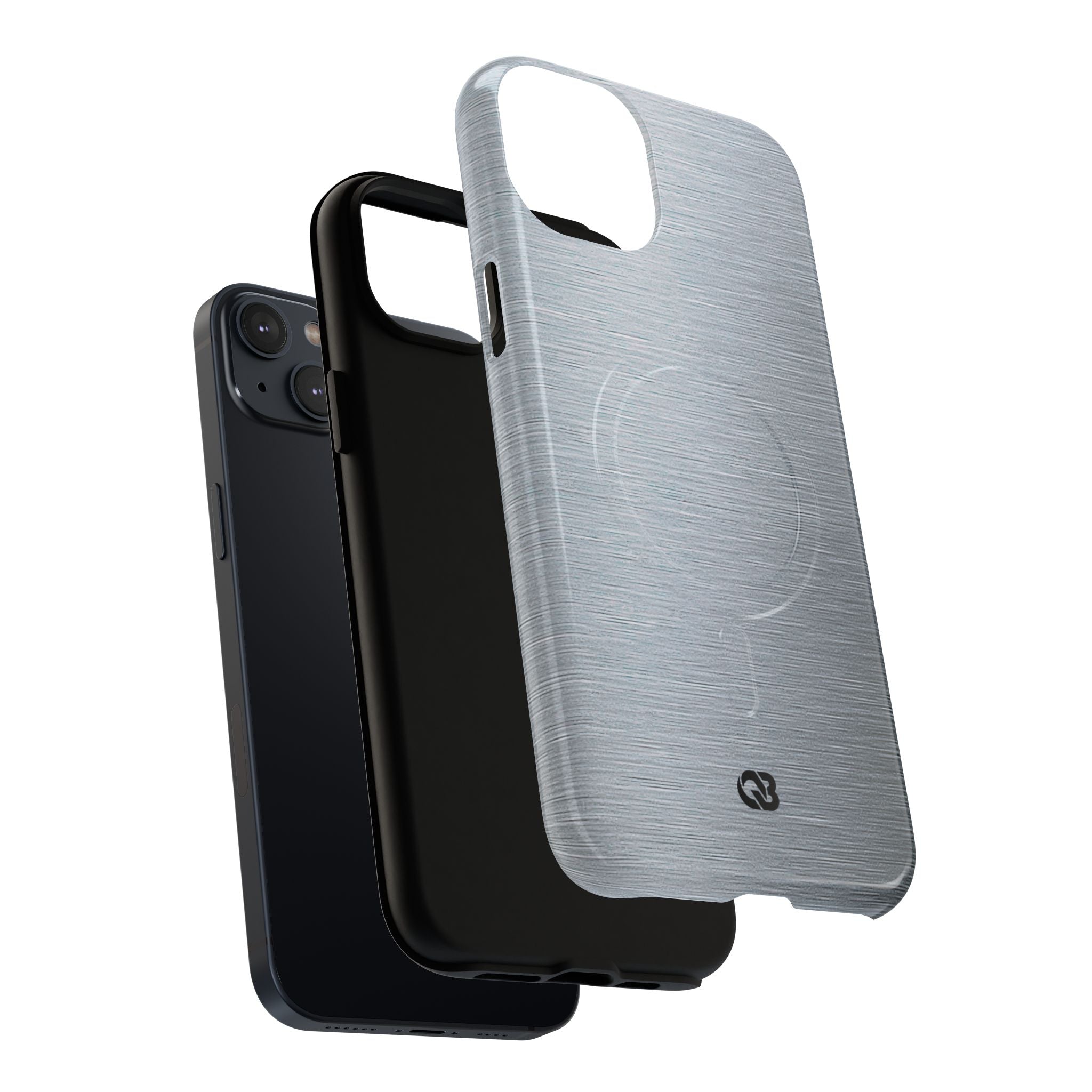 Silver Tough 2.0 Magsafe Phone Case for iPhone - Satin Chrome Grain