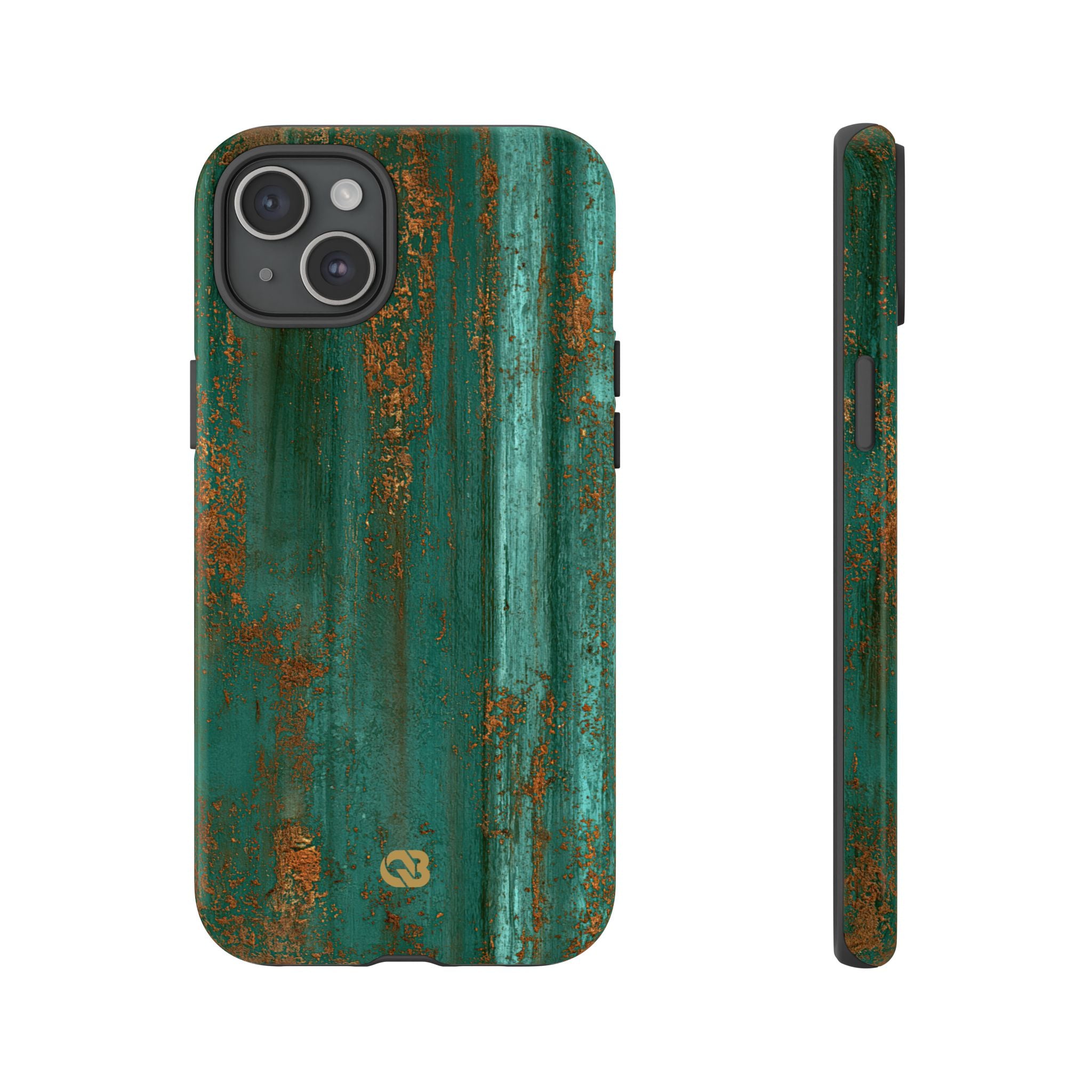 Teal Tough Phone Case for iPhone - Verdigris Copper Siding