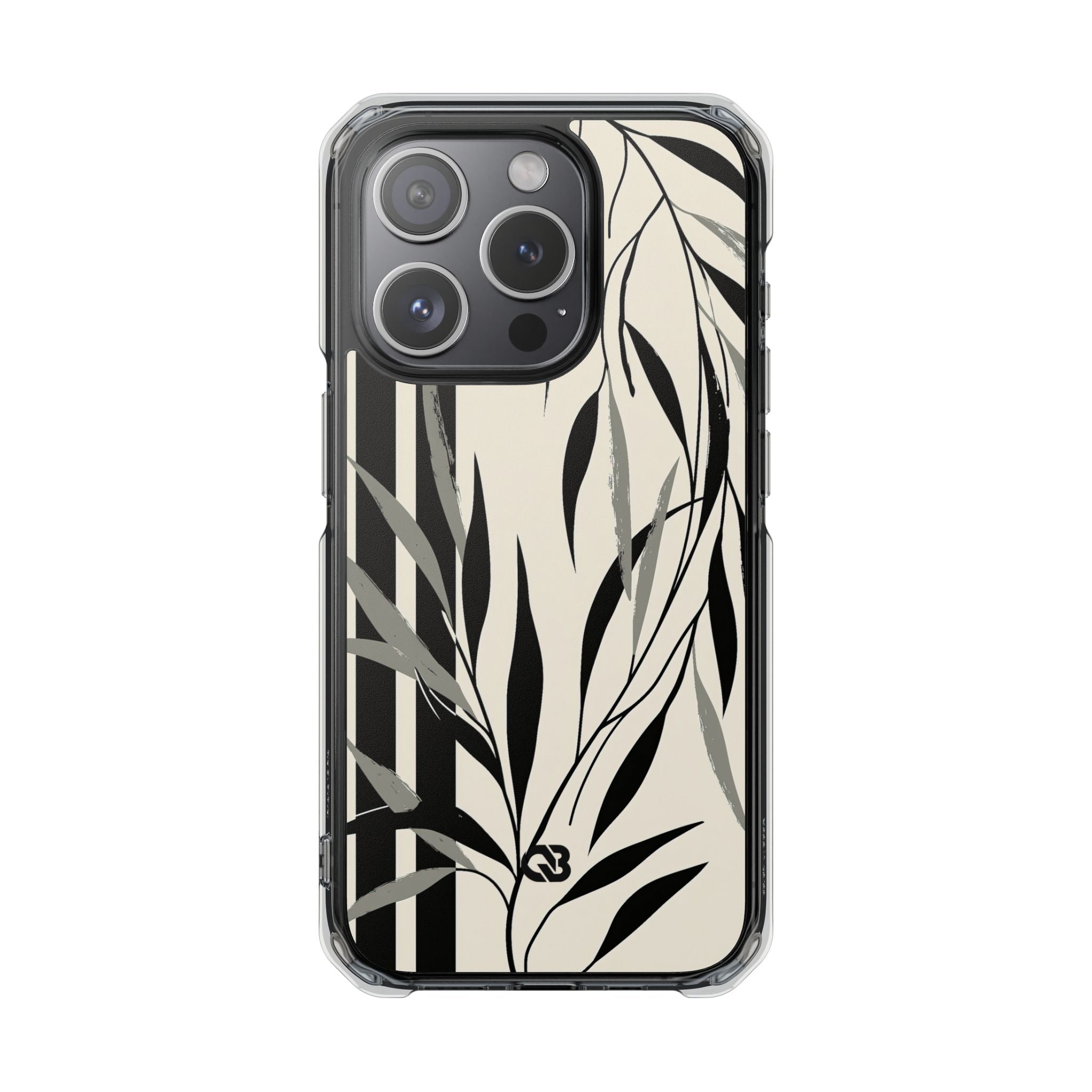Beige Impact MagSafe Phone Case for iPhone - Soot Leaf Sketch