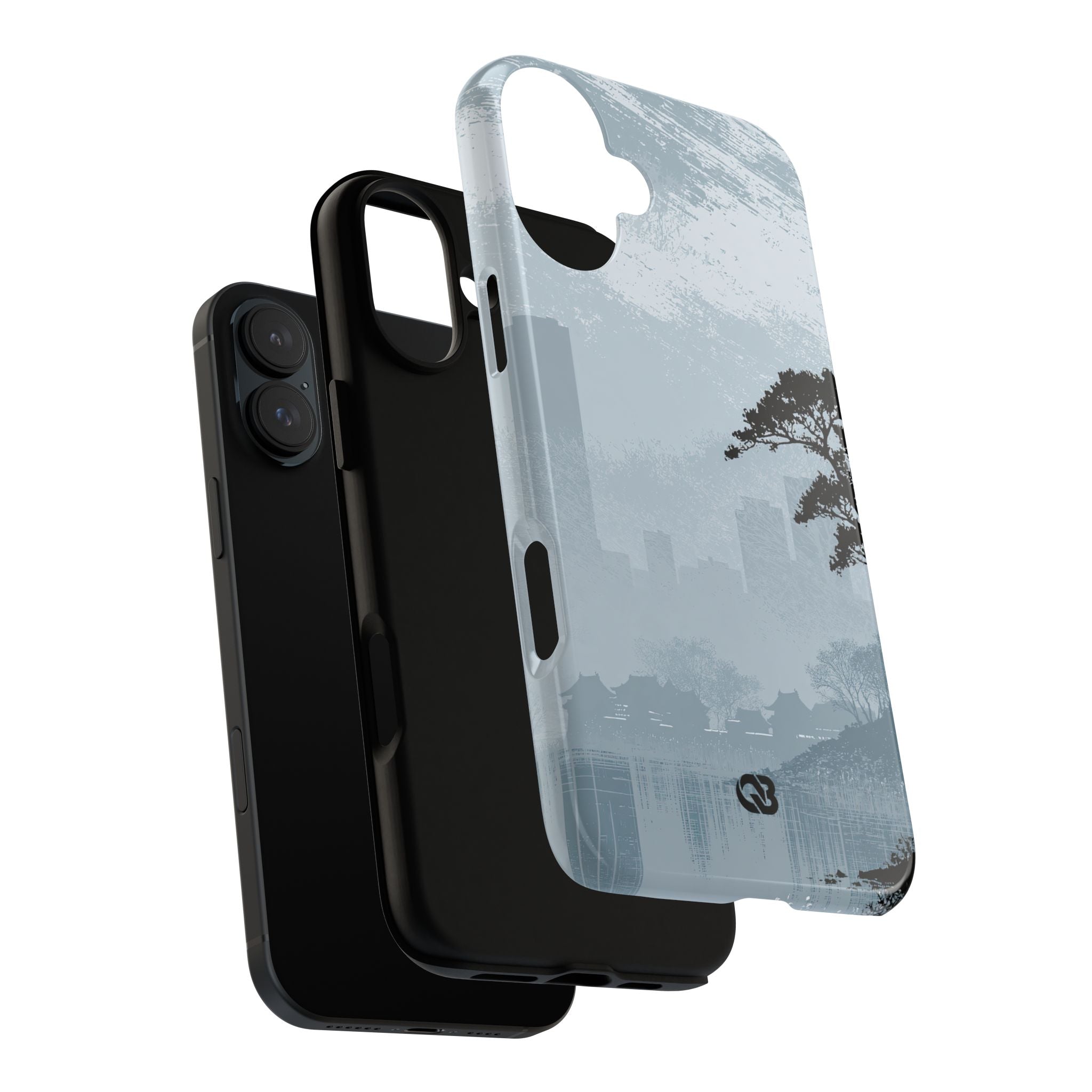 Grey Tough Phone Case for iPhone - Steel Slate Zen