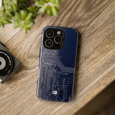Blue Tough Phone Case for iPhone - Cobalt Data Stream