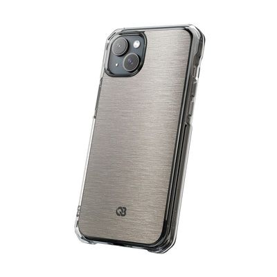 Brushed Silver Alloy · Clear Impact Magnetic Phone Case for iPhone ·  Silver