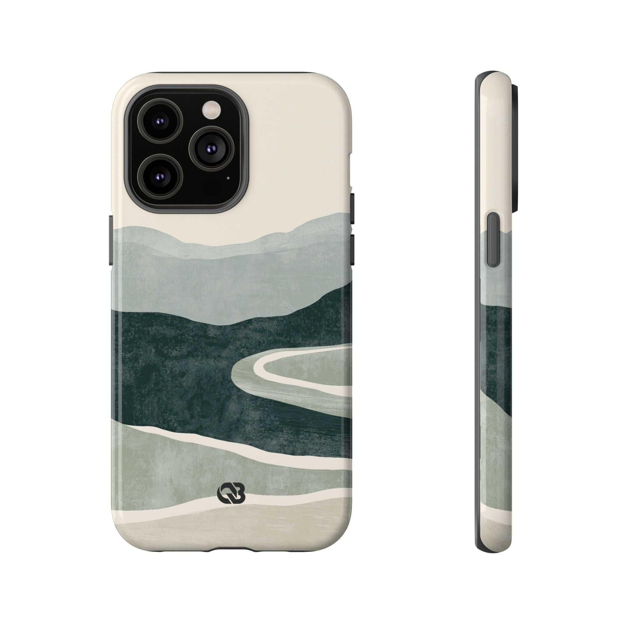 Green Tough Phone Case for iPhone - Misty Sage Valley