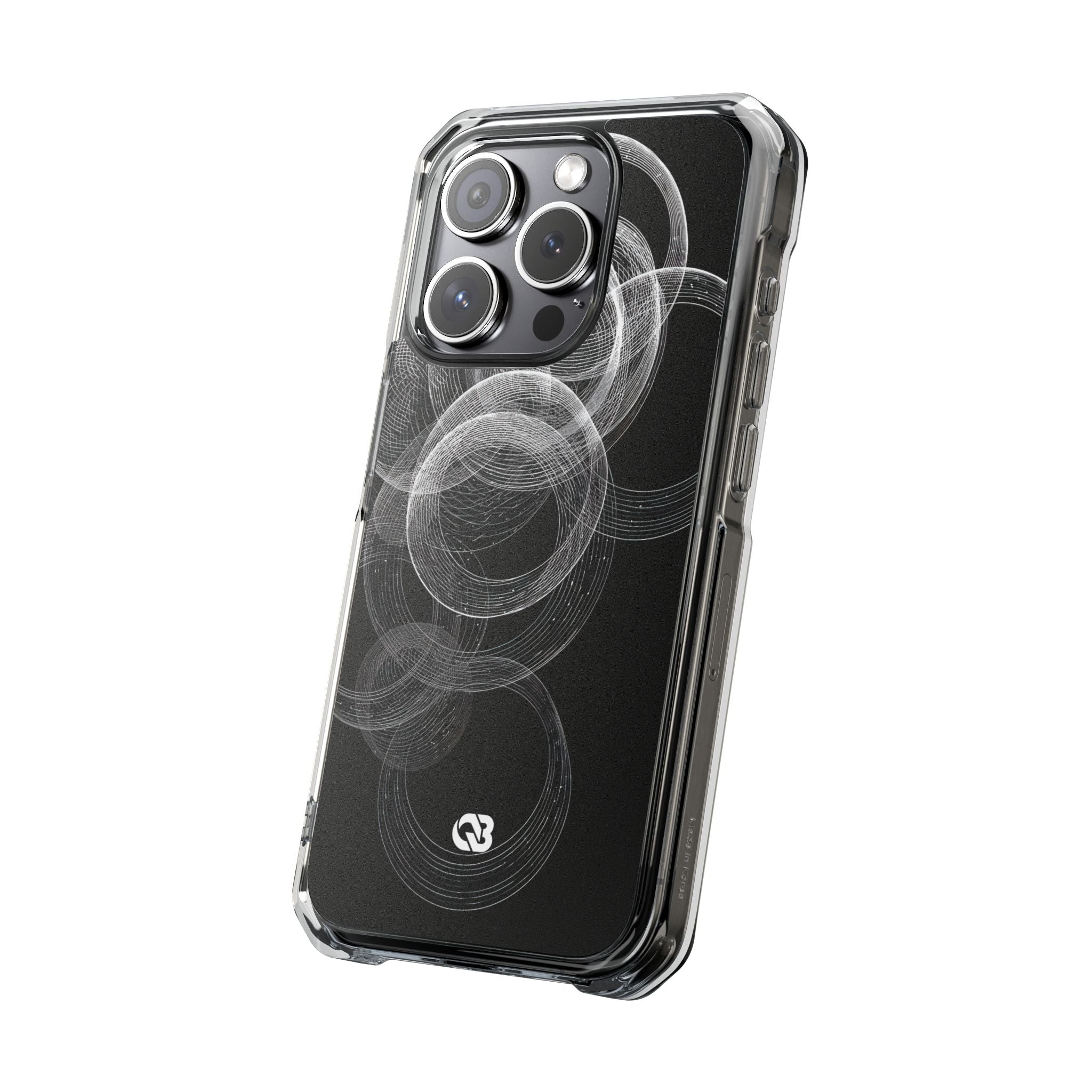 Black Impact MagSafe Phone Case for iPhone - Kinetic Wireframe Orbit