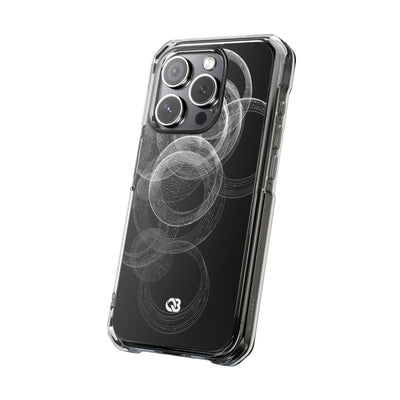 Black Impact MagSafe Phone Case for iPhone - Kinetic Wireframe Orbit