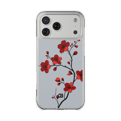 Grey Impact MagSafe Phone Case for iPhone - Crimson Blossom Onyx