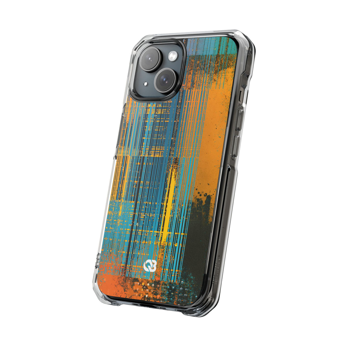 Cyber Glitch Stream · Clear Impact Magnetic Phone Case for iPhone · Teal