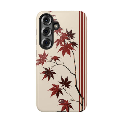 Red Tough Phone Case for Samsung - Crimson Momiji Stripe