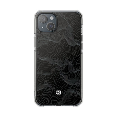 Black Impact MagSafe Phone Case for iPhone - Obsidian Topo Wireframe