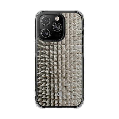 Beige Impact MagSafe Phone Case for iPhone - Bone Spiked Grid