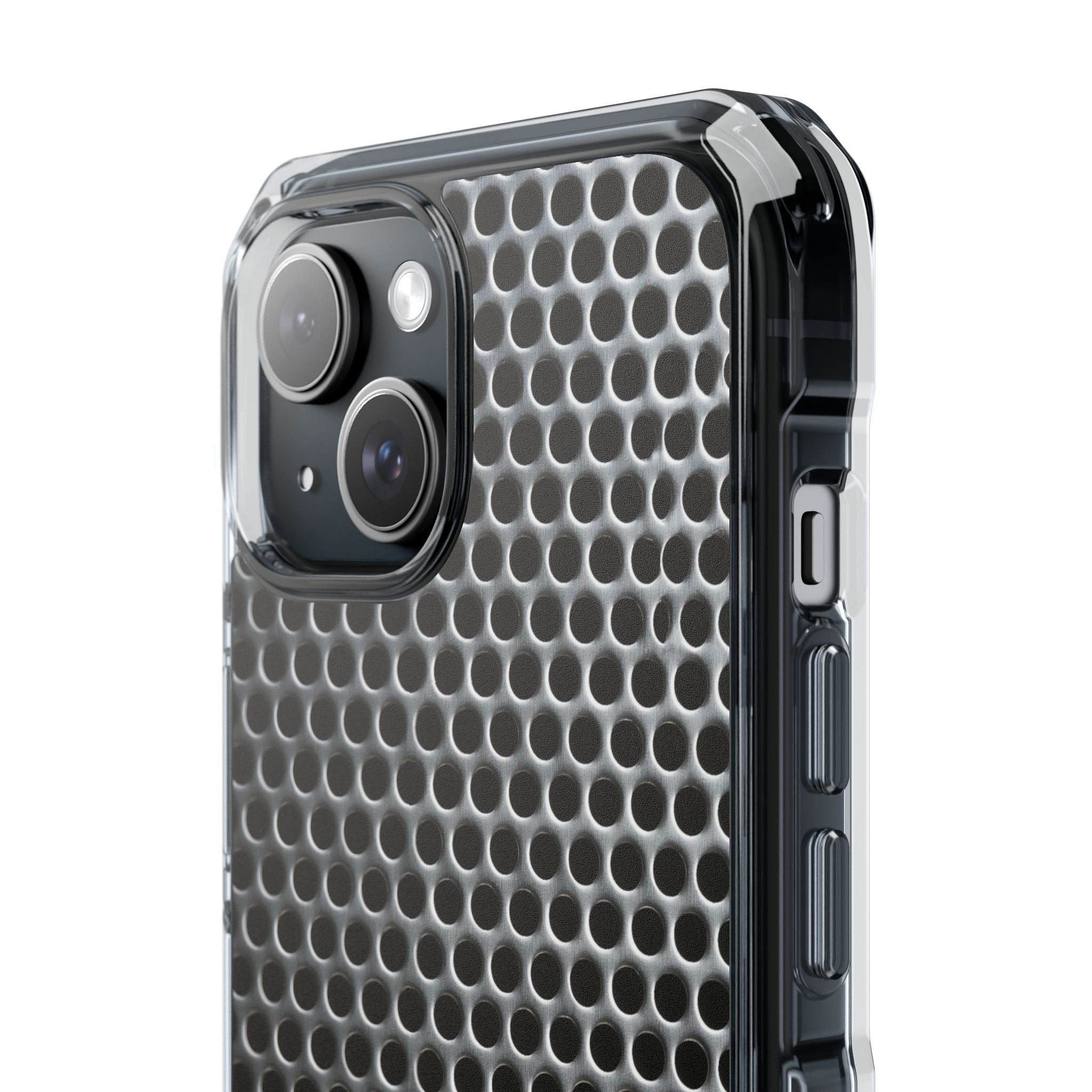 Silver Impact MagSafe Phone Case for iPhone - Brutalist Steel Mesh
