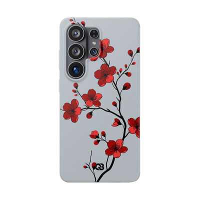 Grey Lite Phone Case for Samsung - Crimson Blossom Onyx