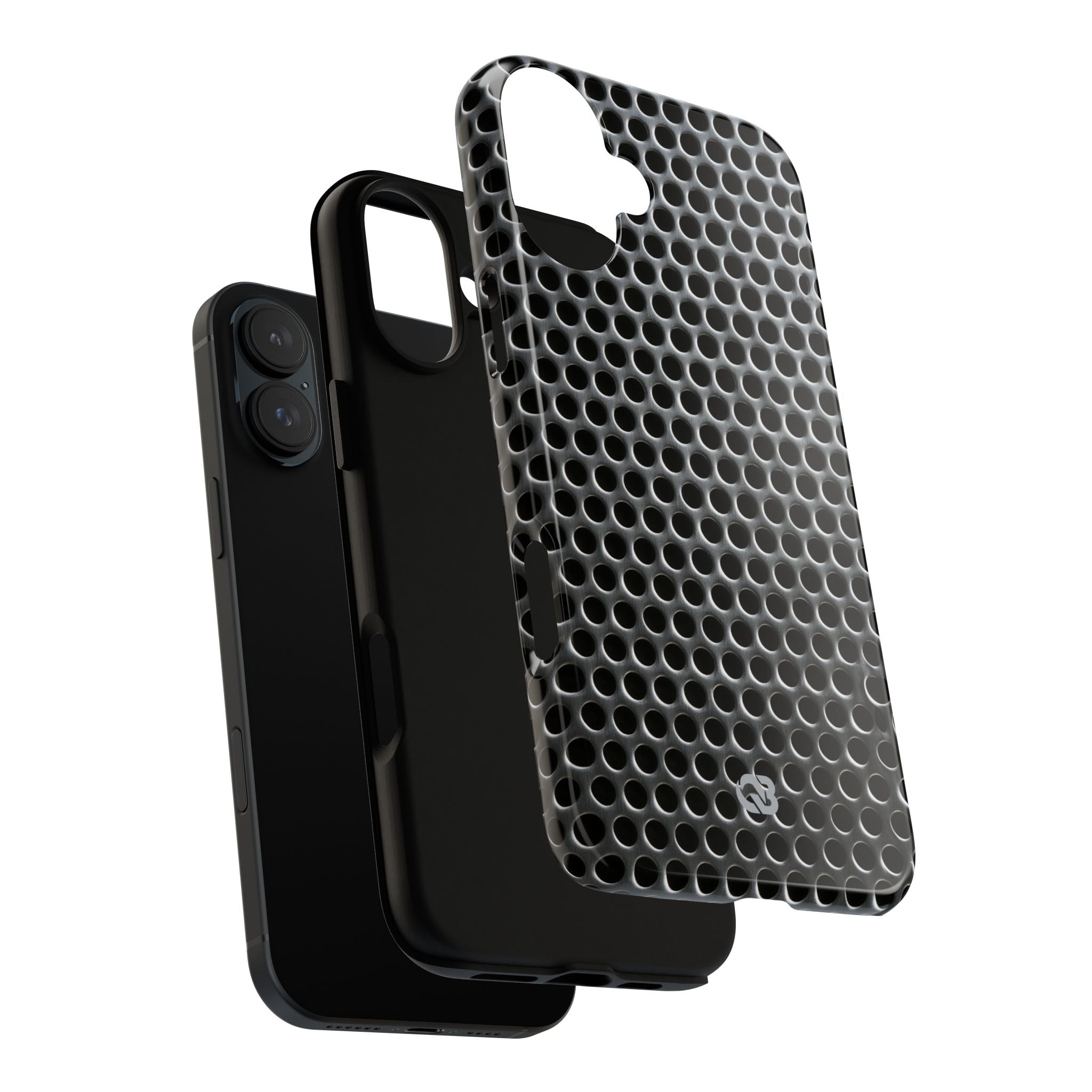 Silver Tough Phone Case for iPhone - Brutalist Steel Mesh