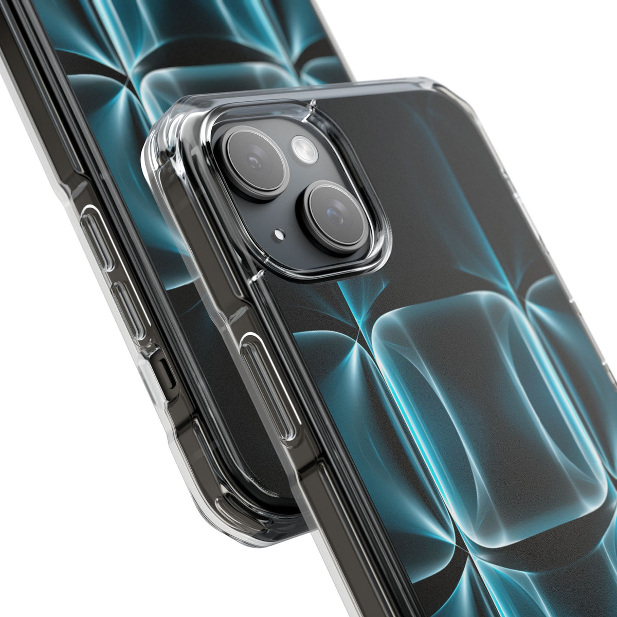 Translucent Cyber Grid · Clear Impact Magnetic Phone Case for iPhone ·  Teal