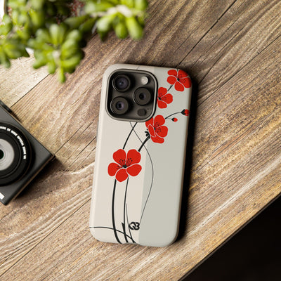 Red Tough Phone Case for iPhone - Crimson Plum Ink