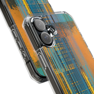 Cyber Glitch Stream · Clear Impact Magnetic Phone Case for iPhone · Teal