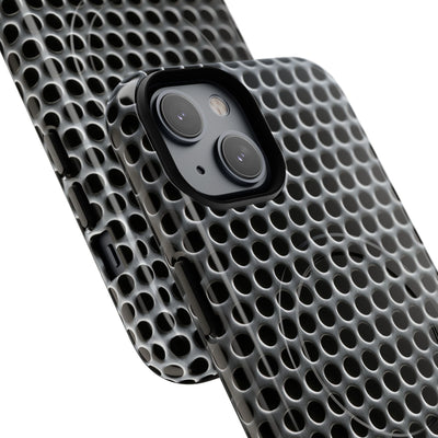 Silver Tough 2.0 Magsafe Phone Case for iPhone - Brutalist Steel Mesh