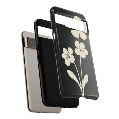 Black Tough Phone Case for Google Pixel - Obsidian Cream Bloom