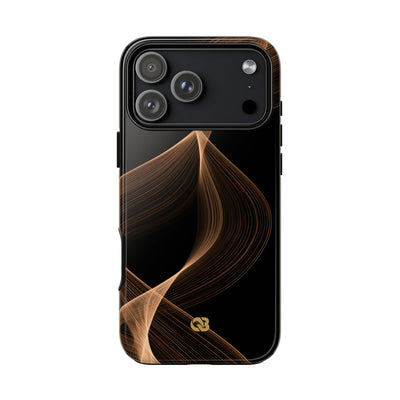 Brown Tough Phone Case for iPhone - Copper Silk Wave