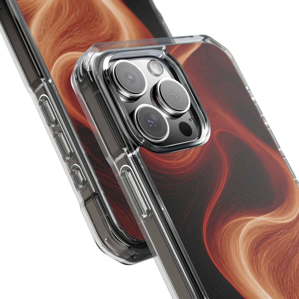 Solar Ember Flow · Clear Impact Magnetic Phone Case for iPhone · Orange