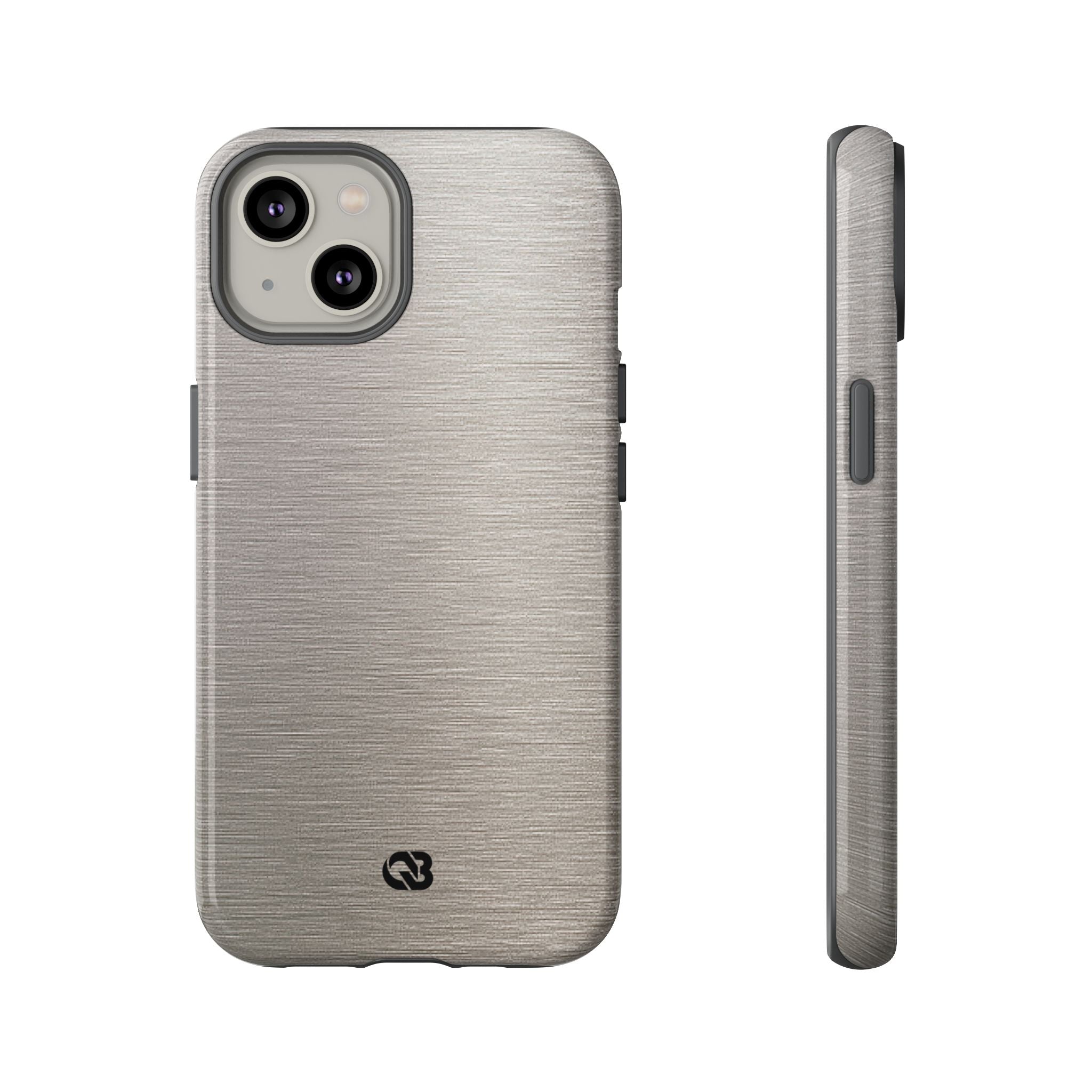 Grey Tough Phone Case for iPhone - Brushed Nickel Linen