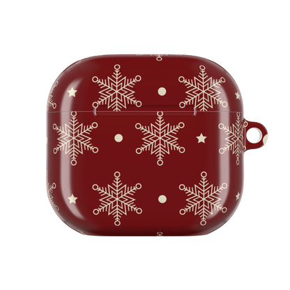 Cream Snowflakes Crimson - AirPods Case