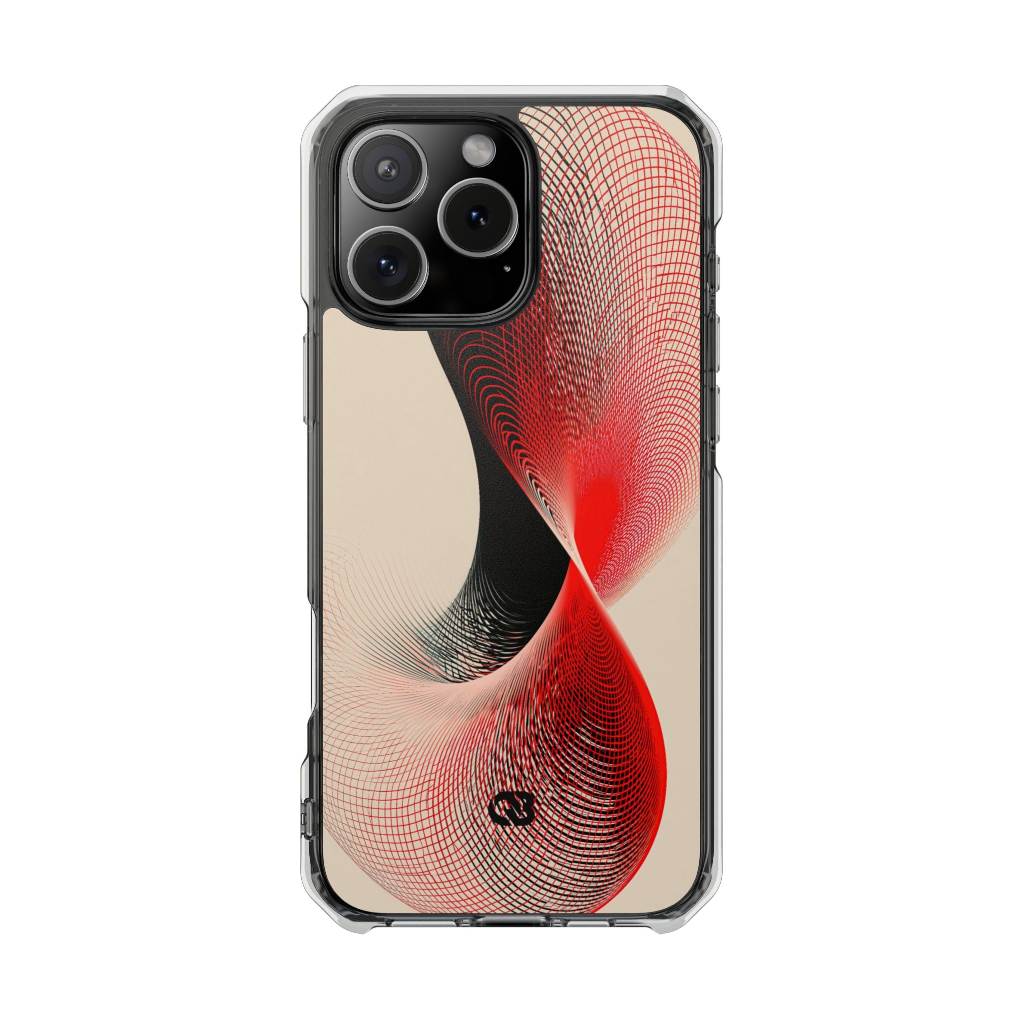 Red Impact MagSafe Phone Case for iPhone - Crimson Grid Vortex