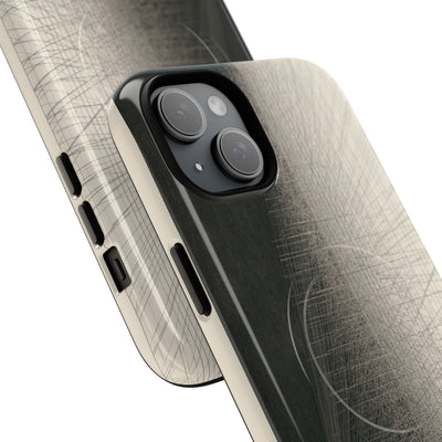 Beige Tough 2.0 Magsafe Phone Case for iPhone - Brutalist Graphite Grid