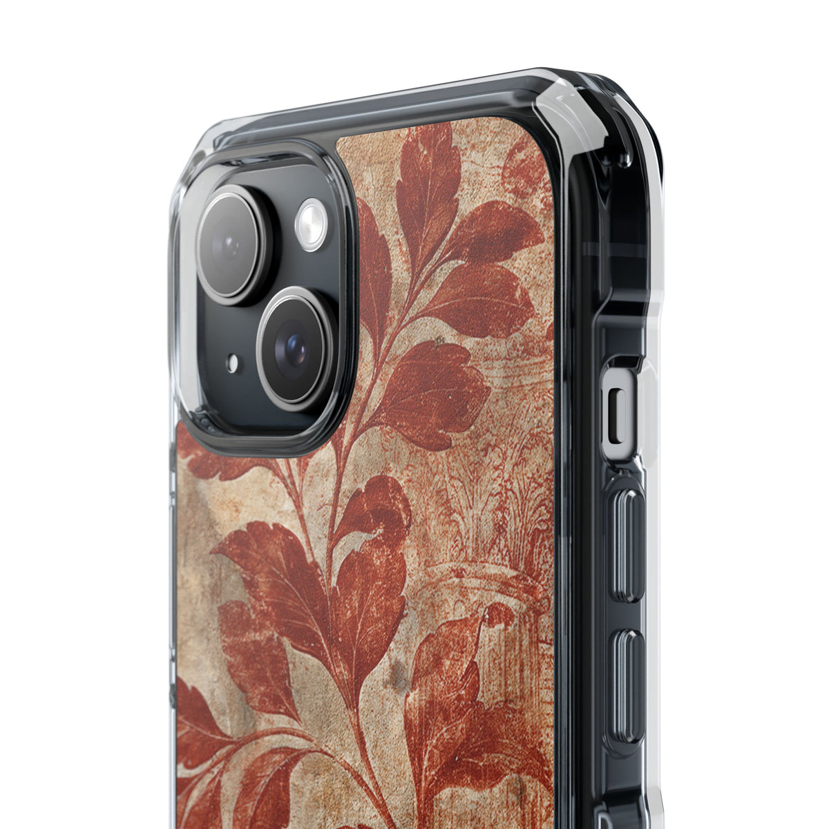 Terracotta Botanical Fresco · Clear Impact Magnetic Phone Case for iPhone · Red