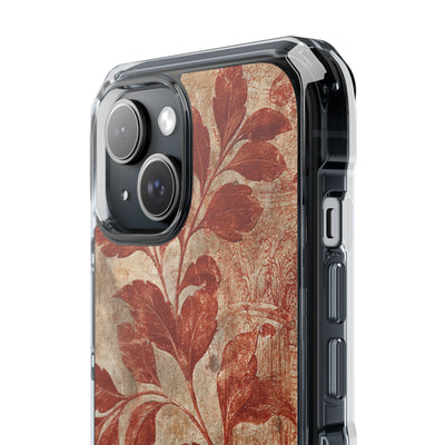 Terracotta Botanical Fresco · Clear Impact Magnetic Phone Case for iPhone · Red
