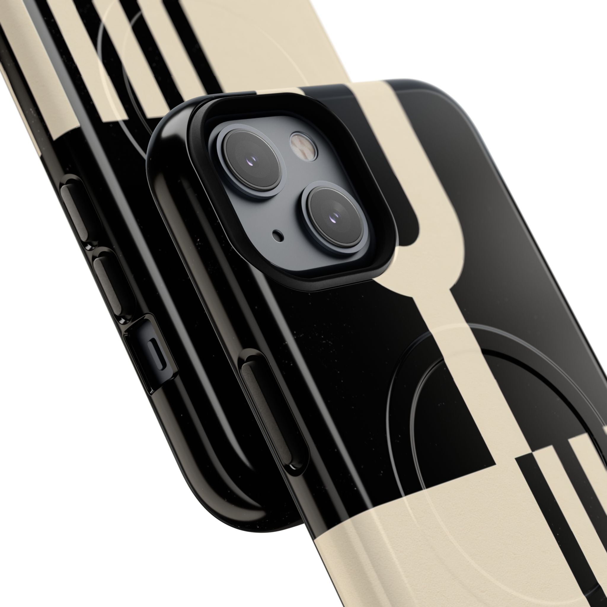 Black Tough 2.0 Magsafe Phone Case for iPhone - Ivory Signal Grid