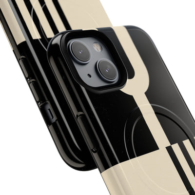 Black Tough 2.0 Magsafe Phone Case for iPhone - Ivory Signal Grid