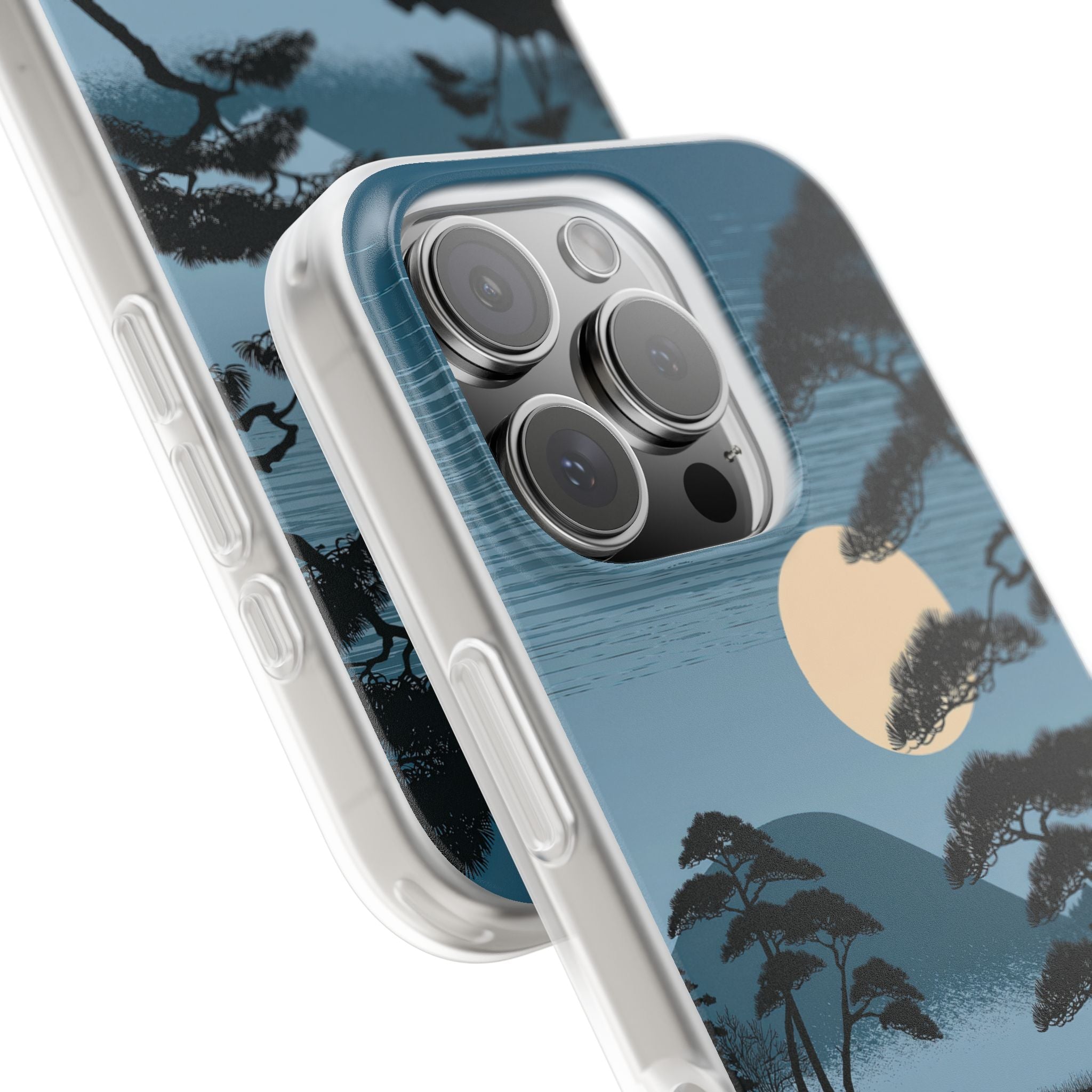Blue Lite Phone Case for iPhone - Midnight Kyoto Pine