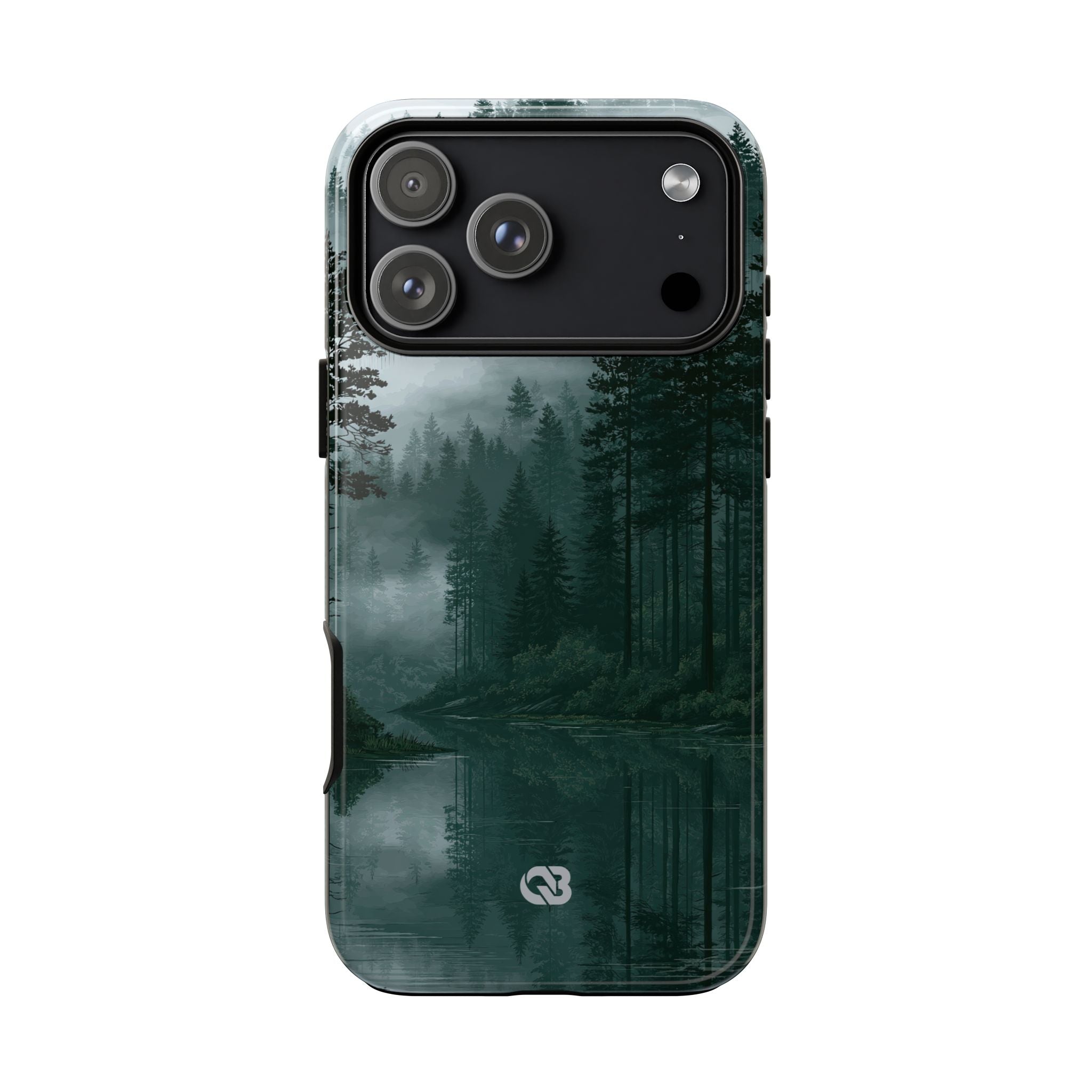 Green Tough Phone Case for iPhone - Misty Evergreen Mirror