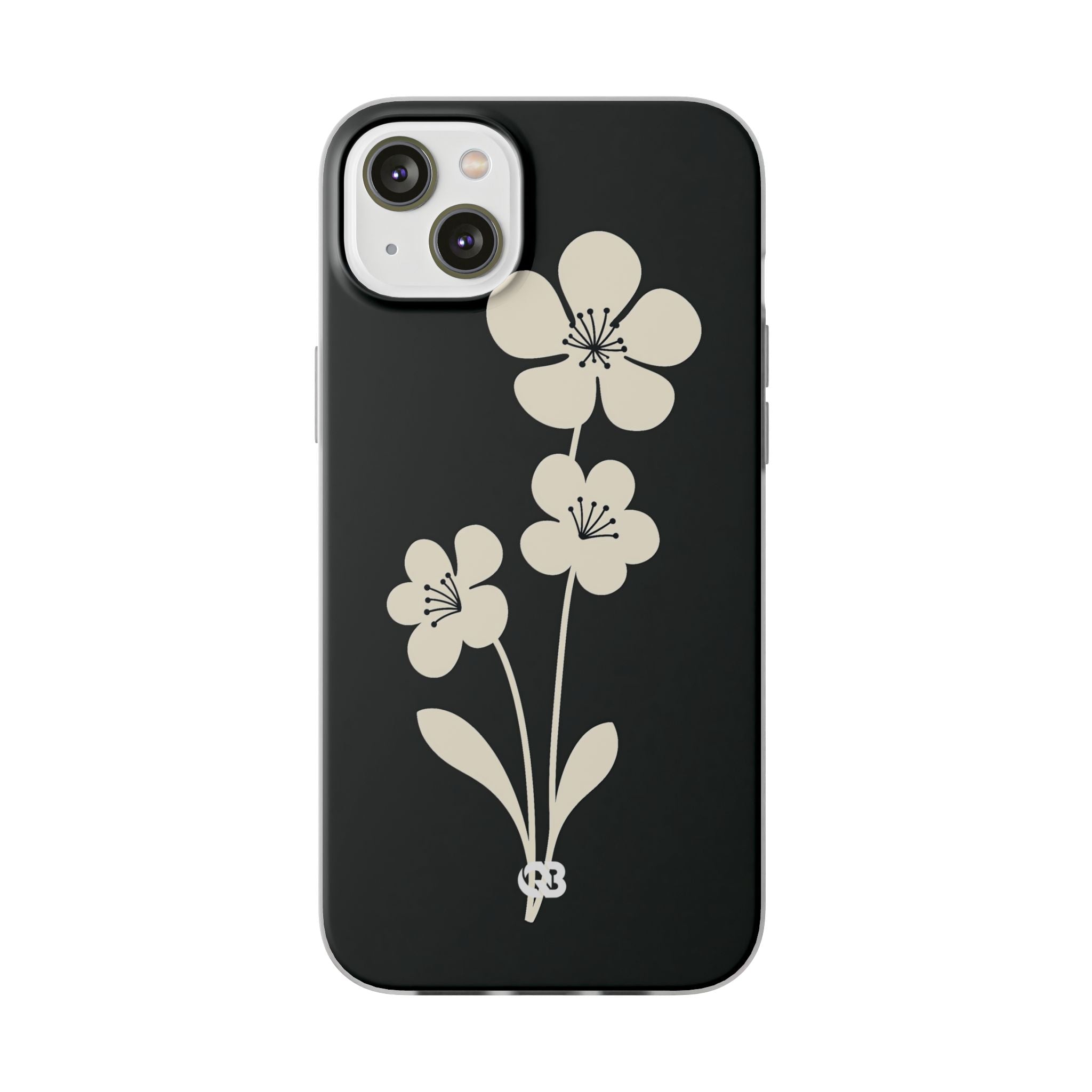 Black Lite Phone Case for iPhone - Obsidian Cream Bloom