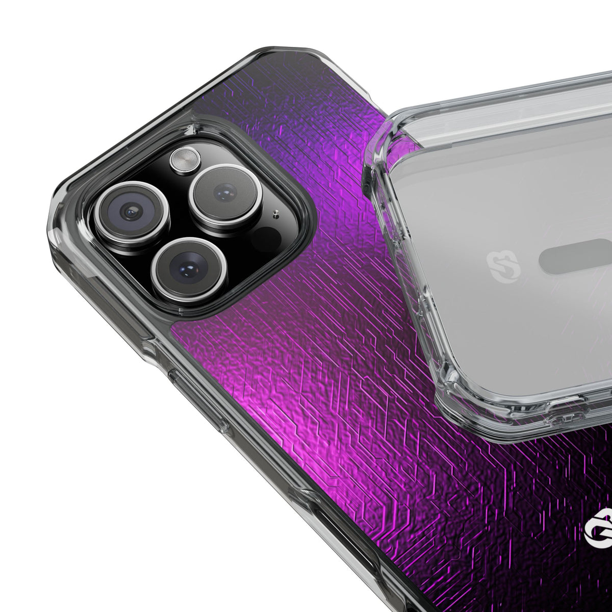 Violet Cyber Circuit · Clear Impact Magnetic Phone Case for iPhone · Purple