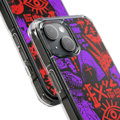 Underground Cyber Glyphs · Clear Impact Magnetic Phone Case for iPhone · Black