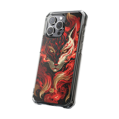 Crimson Kitsune Spirit · Clear Impact Magnetic Phone Case for iPhone · Red