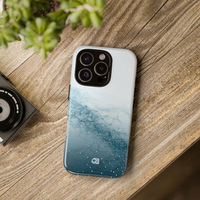 Teal Tough Phone Case for iPhone - Cyan Vector Lattice