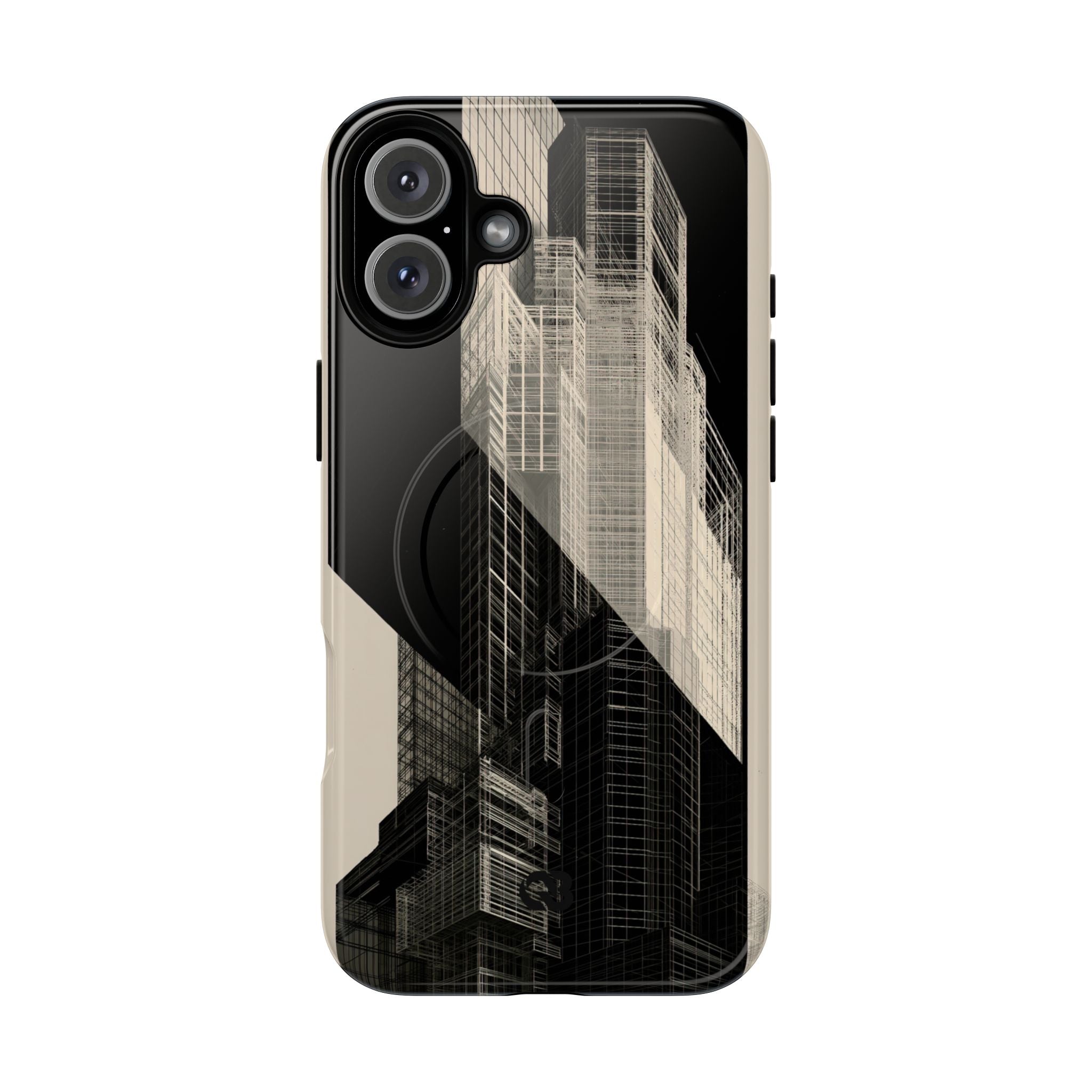 Beige Tough 2.0 Magsafe Phone Case for iPhone - Monolith Urban Grid