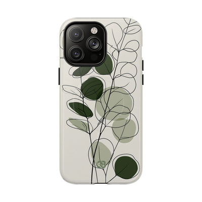 Green Tough 2.0 Magsafe Phone Case for iPhone - Muted Eucalyptus Sketch