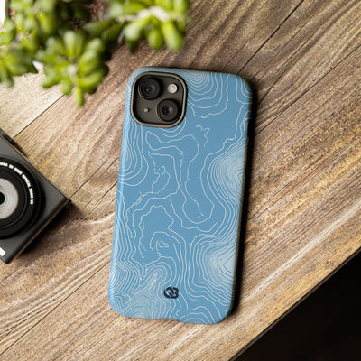 Blue Tough Phone Case for iPhone - Glacial Ridge Topo