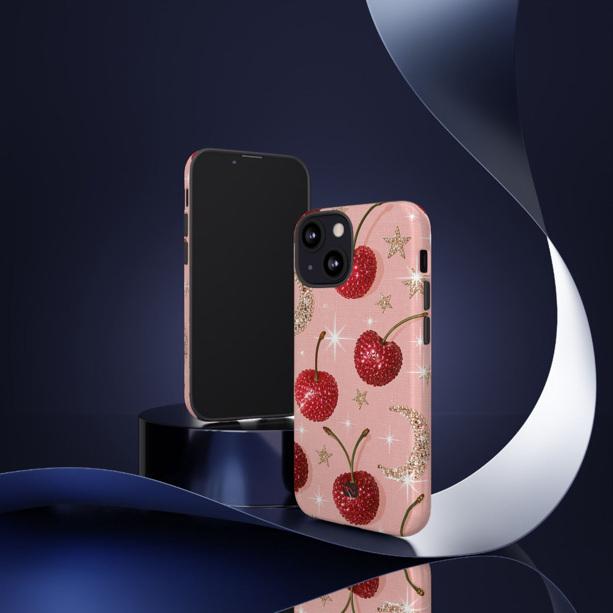 Bedazzled Ruby Cherries · Tough Phone Case for iPhone · Pink