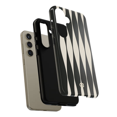 Black Tough Phone Case for Samsung - Ivory Spindle Grid