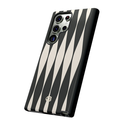 Black Tough Phone Case for Samsung - Ivory Spindle Grid