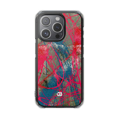 Neon Static Drip · Clear Impact Magnetic Phone Case for iPhone · Pink