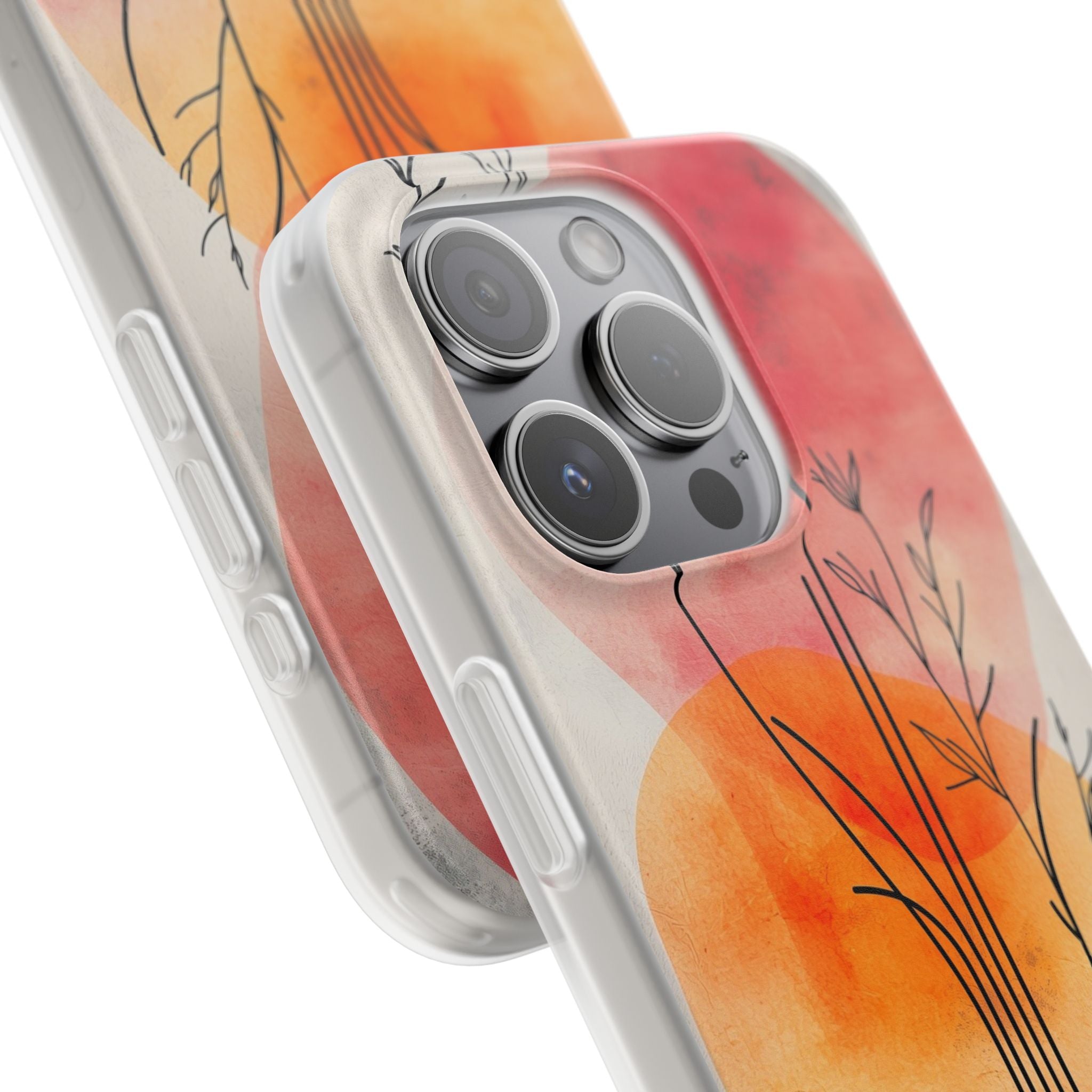 Curved Stem Sunset iPhone 15 Pro Case - Soft